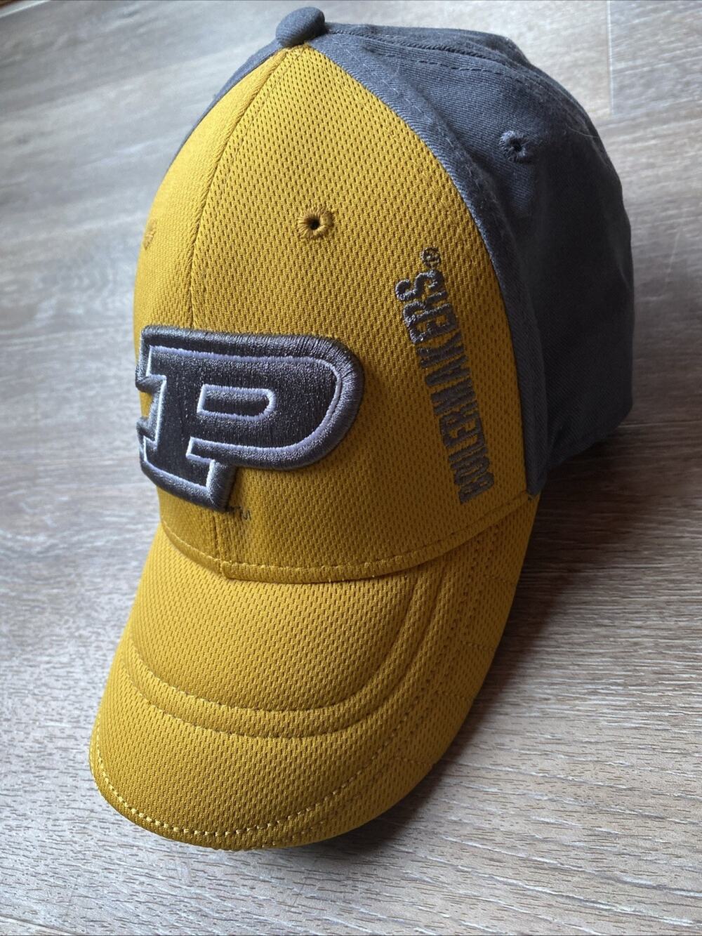 Purdue Boilermakers Hat Cap Strap Back Adjustable Gray Yellow One Size
